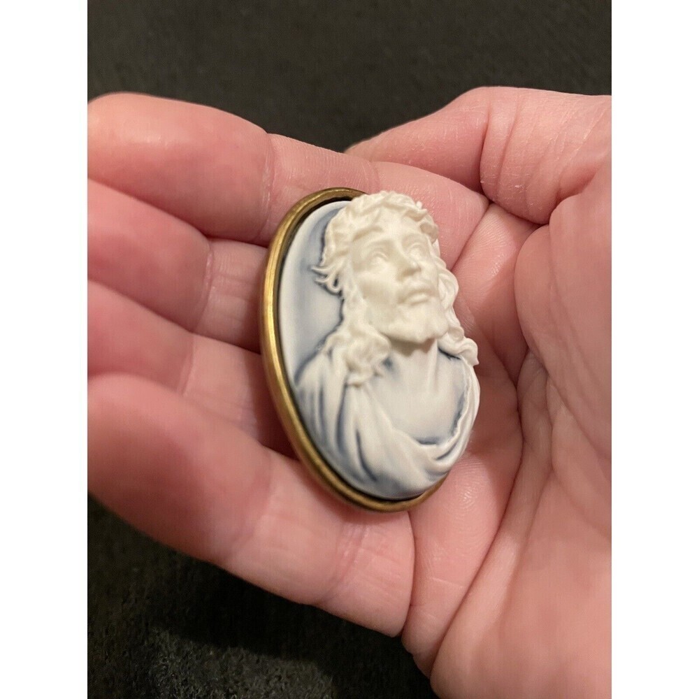 Cameo Jesus Thorny Crown Religious Gothic Steampunk Resin Brooch Pin Pendant - Picture 8 of 8